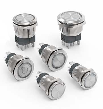 J22-C-371-BD YÜKSEK AMPER(20A) IP67 6-24VDC METAL(ÇELİK) MAVİ RENK KALICI BUTON